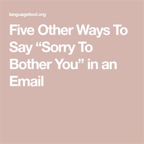 Five Other Ways To Say “Sorry To Bother You” in an Email .